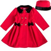 Good Lad Toddler Thru 4/6X Girls Black Fleece Coat with Faux Leopard Fur Collar and Matching Fleece Hat 