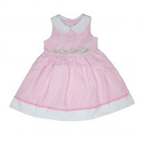 Toddler thru 4/6X Girls Sleeveless Pink Seersucker Easter Dress with Peter Pan Collar
