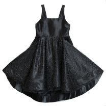 Girls Sizes 5 thru 10 Black Shantung and Sparkle Special Occasion Dress