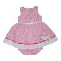 Newborn/Infant Girls PInk Gingham Seersucker Sleeveless Easter Dress with Matching Panty