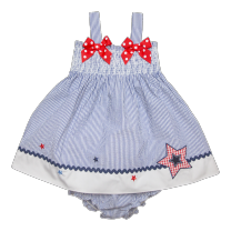 Newborn/Infant Girls July 4th Dress with Bows