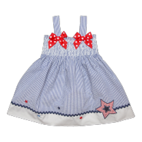 Toddler thru 4/6X Girls July 4th Dress with Red Bows